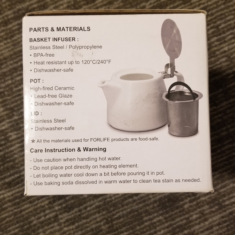 FORLIFE stump teapot with basket infuser w/ handle